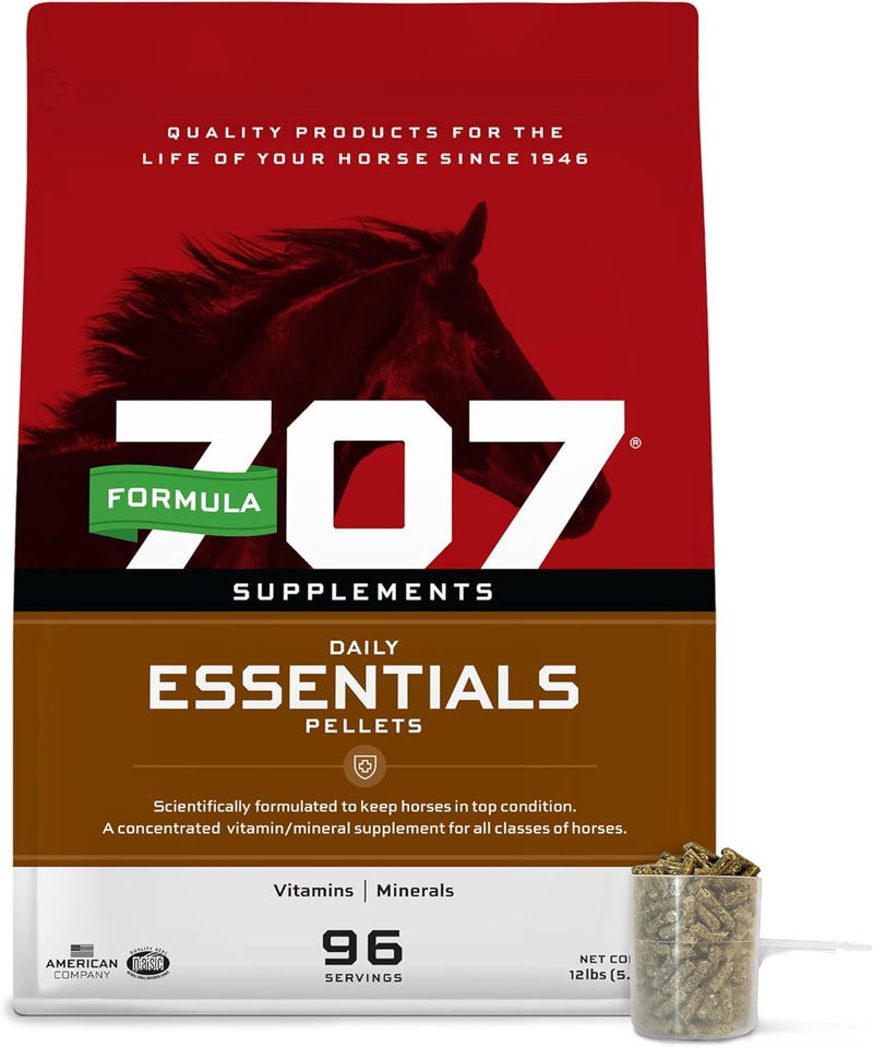 Formula 707 مكملات الخيول الأساسية اليومية، كيس 12 رطل - فيتامينات ومعادن كاملة لصحة وحالة متفوقة في الخيول - Image 1